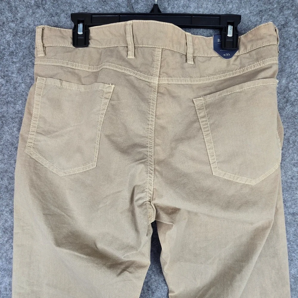 Ballin Crescent Nailshead Pants Mens 35 Khaki Modern Fit Cotton Stretch Trousers